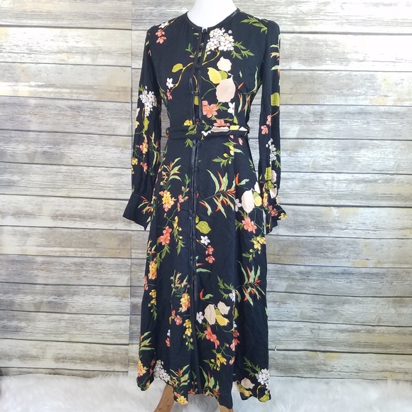 NWT Zara Floral Kimono Style Button Down Dress - Picture 7 of 8